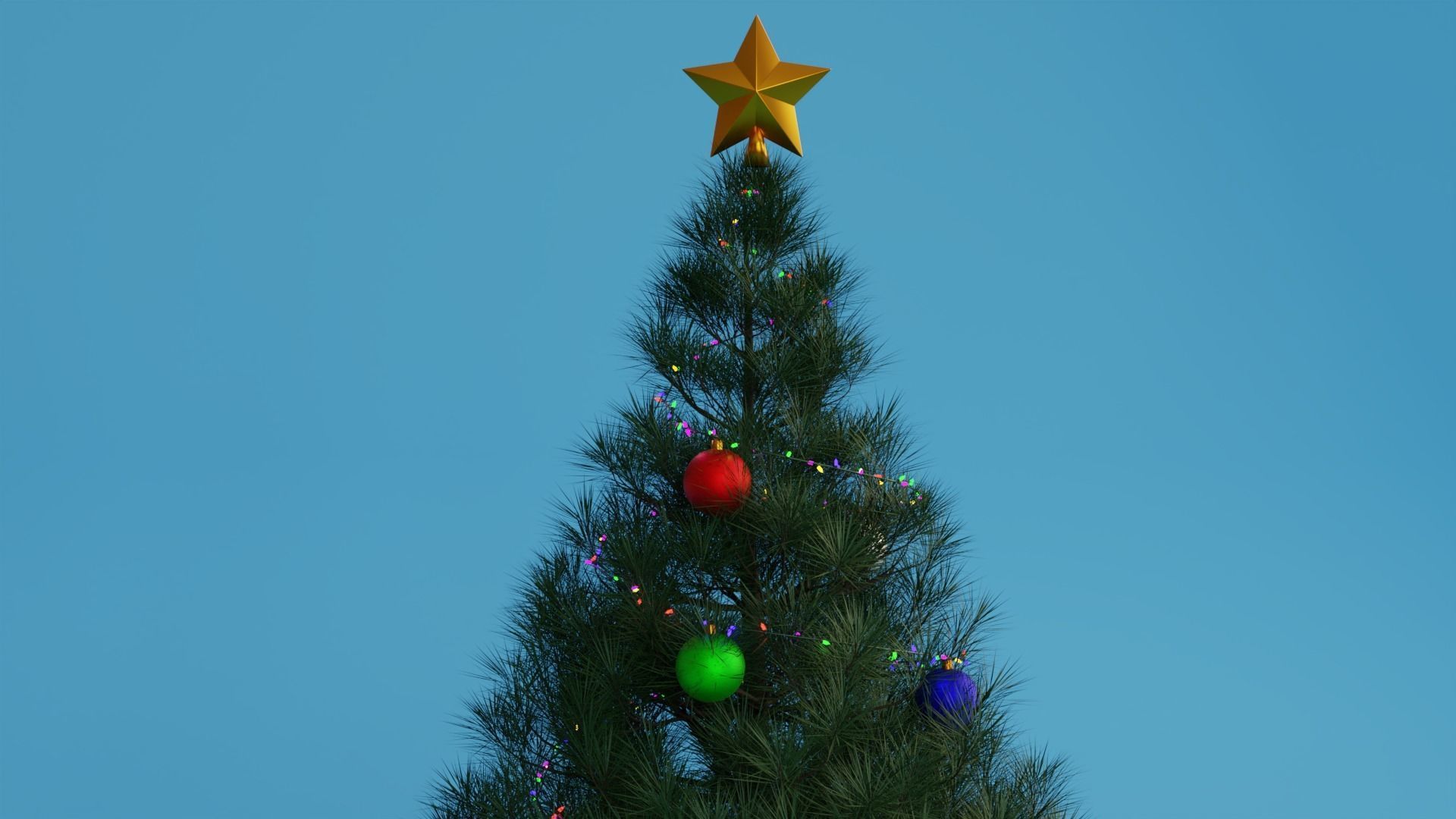 Christmas tree scene with ornaments and presents 3D model_3
