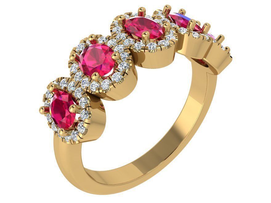 5 Red -stone oval diamond ring 3506 3D print model 3D print model_1