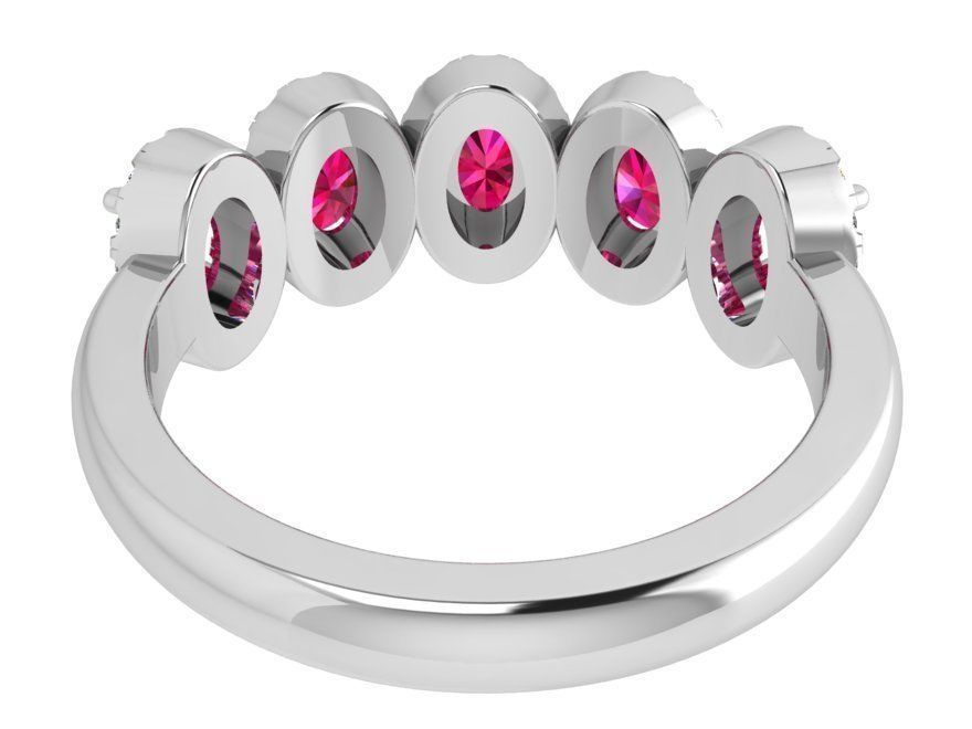 5 Red -stone oval diamond ring 3506 3D print model 3D print model_3