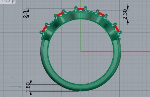 5 Red -stone oval diamond ring 3506 3D print model 3D print model_5