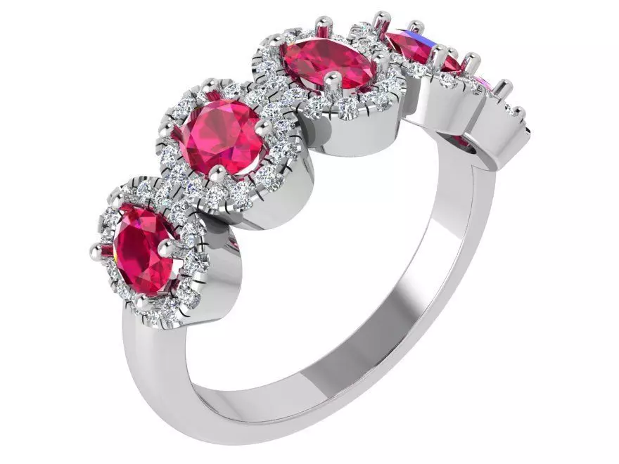 5 Red -stone oval diamond ring 3506 3D print model 3D print model_0