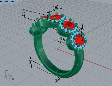 5 Red -stone oval diamond ring 3506 3D print model 3D print model_7