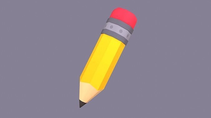 Pencil Toon Low-poly 3D model