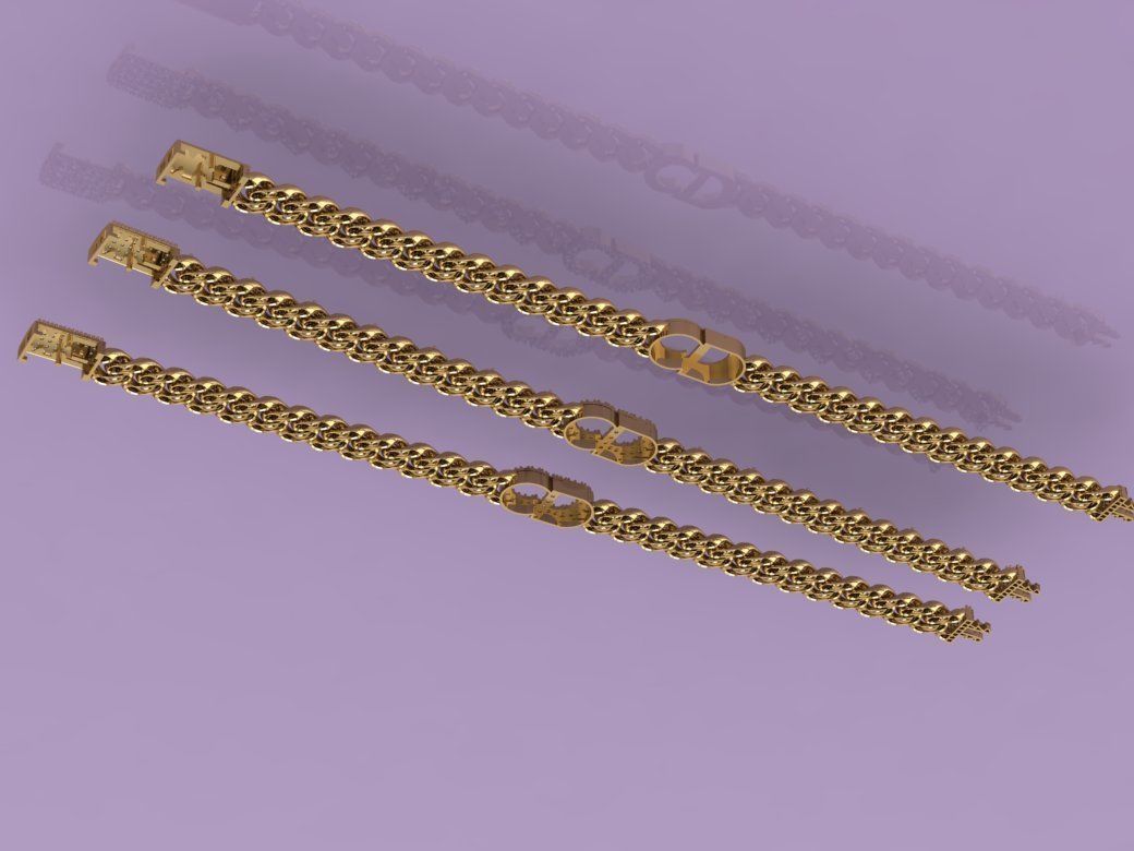7MM Fusion Cuban Link Chain Bracelet  CD DIOR 3D print model_4