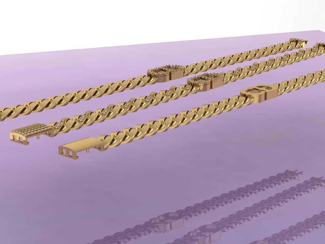 7MM Fusion Cuban Link Chain Bracelet  CD DIOR 3D print model_3