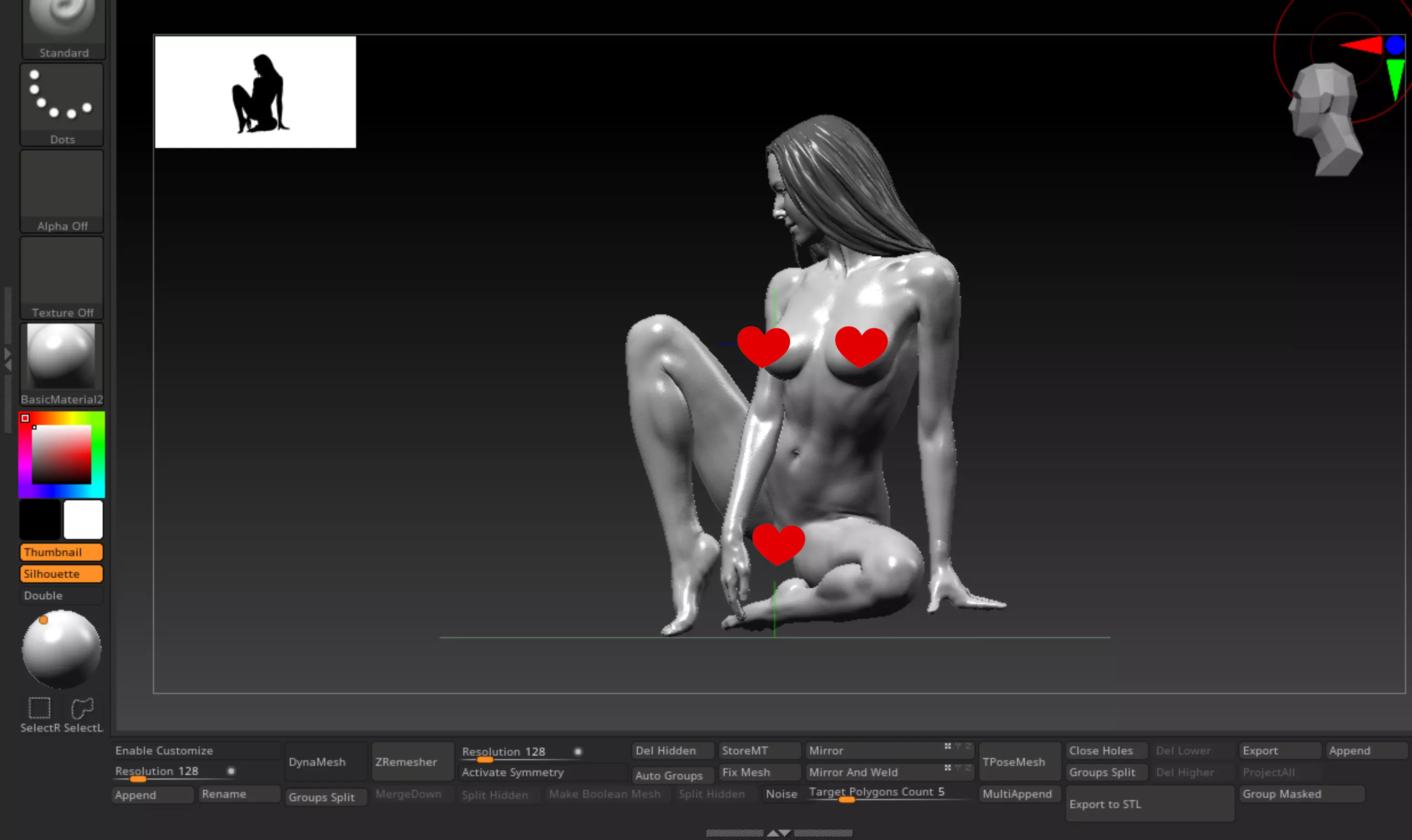 Detailed nude woman sitting pose for 3D printing 3D print model