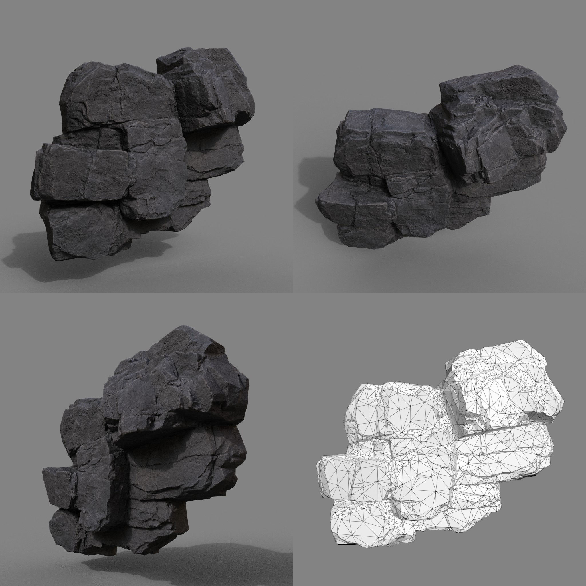 3D model Low Poly Black Cliff Face 221208 - Ultra HD 16K Texture VR ...