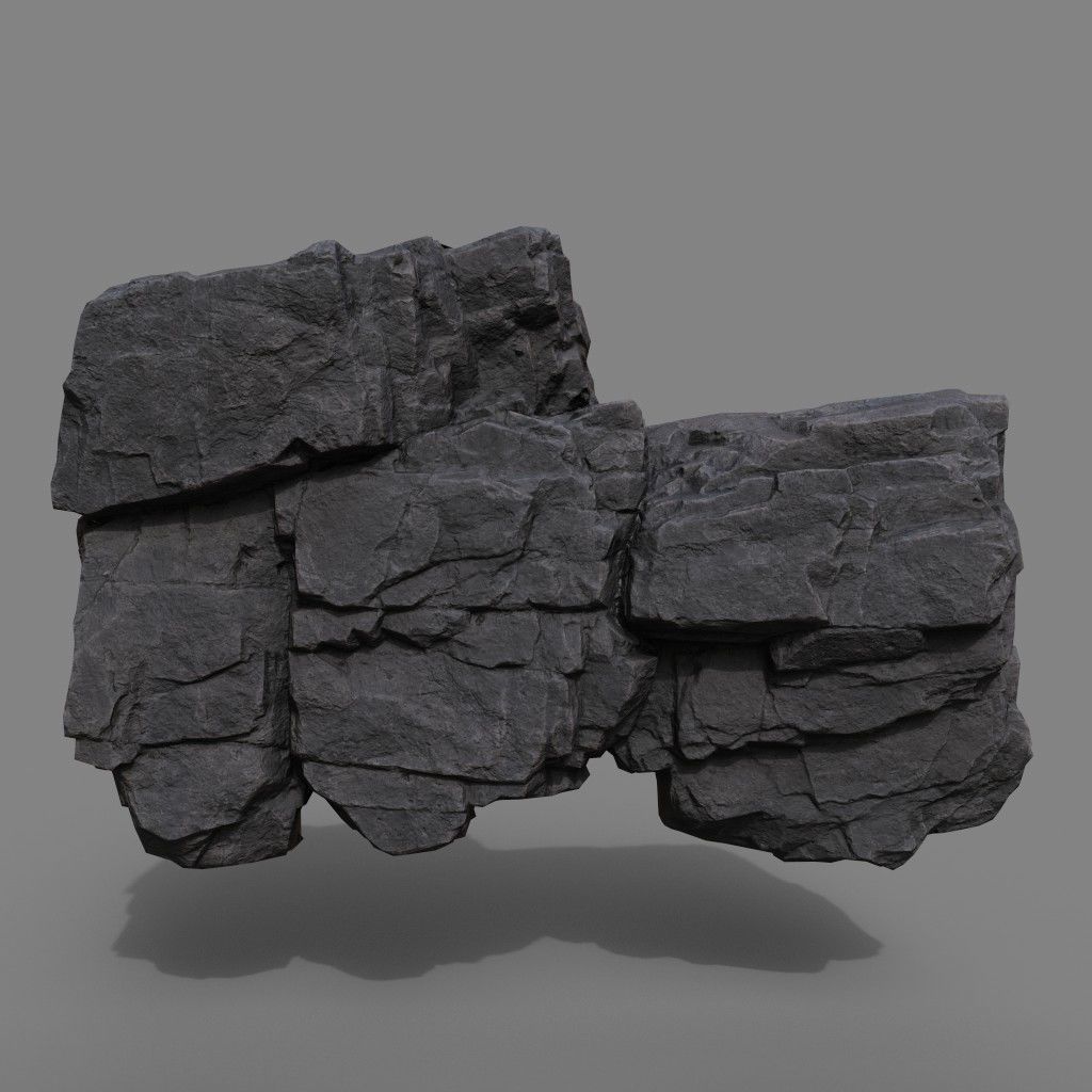 3D model Low Poly Black Cliff Face 221208 - Ultra HD 16K Texture VR ...