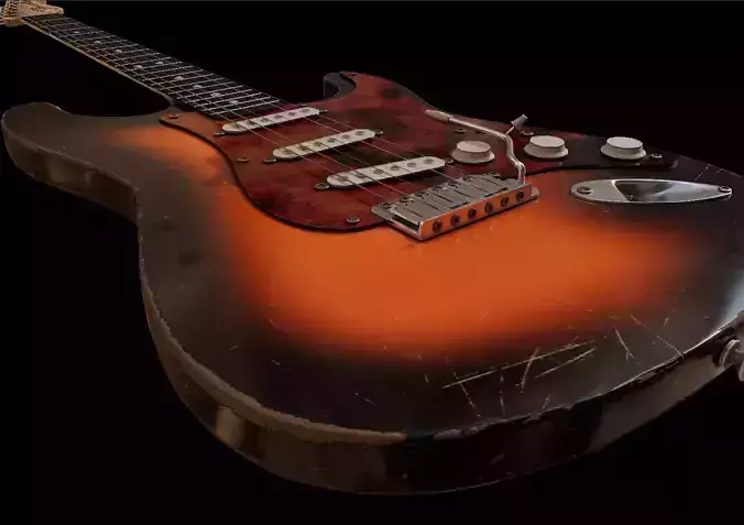 Used Fender Stratocaster Electric Guitar 3D model
