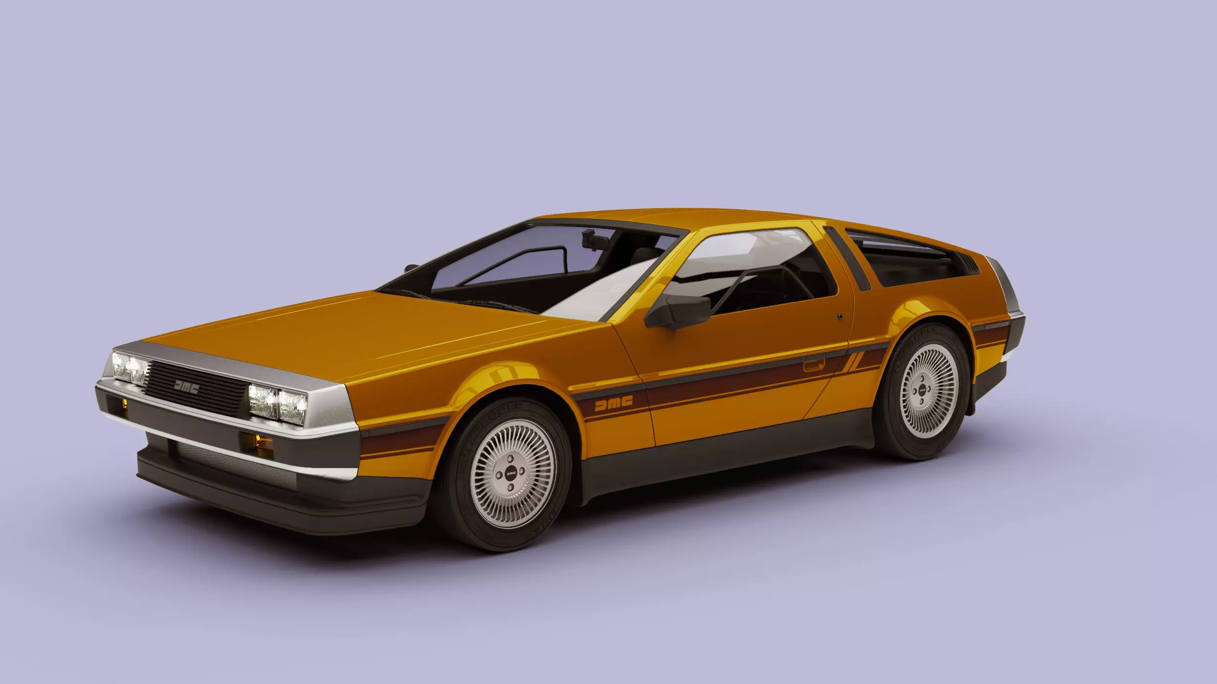 Dolorean car Back to the Future 3D model_0