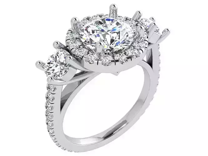 3-stone chain style diamond ring 3508 3D print model