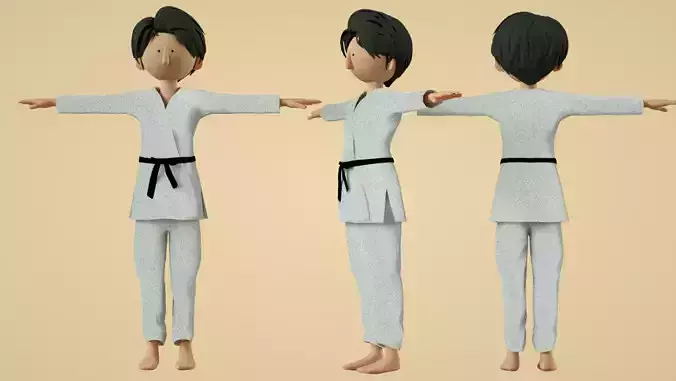 cartoon trainer  martial artist boy