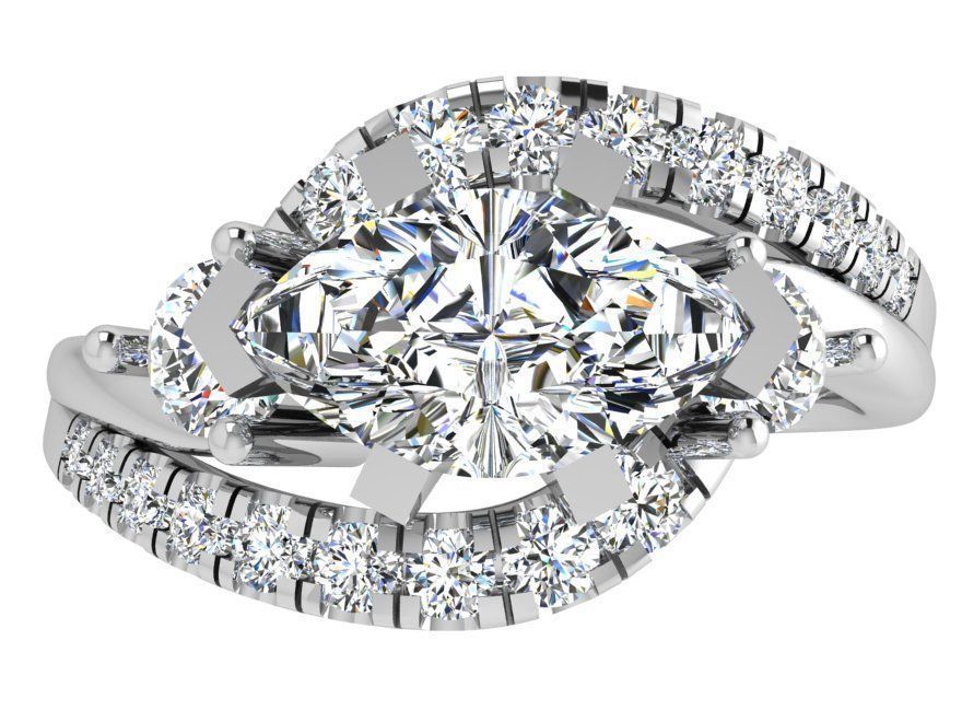 Round diamond ring with stones 3509 3D print model 3D print model_2