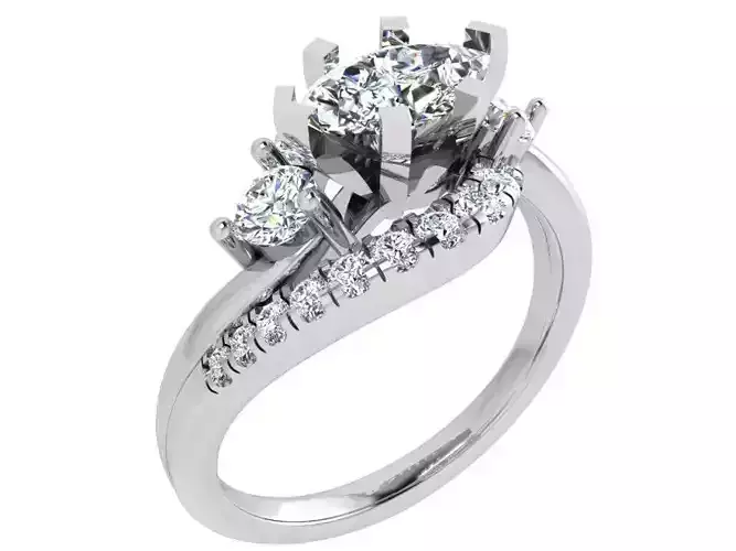 Round diamond ring with stones 3509 3D print model