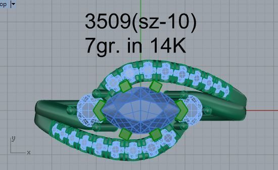 Round diamond ring with stones 3509 3D print model 3D print model_4