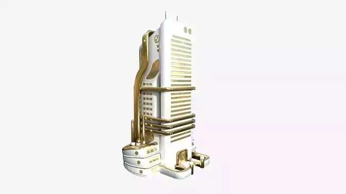SciFi Building A11 Gold - Sci Fi Exterior Design Low-poly 3D model