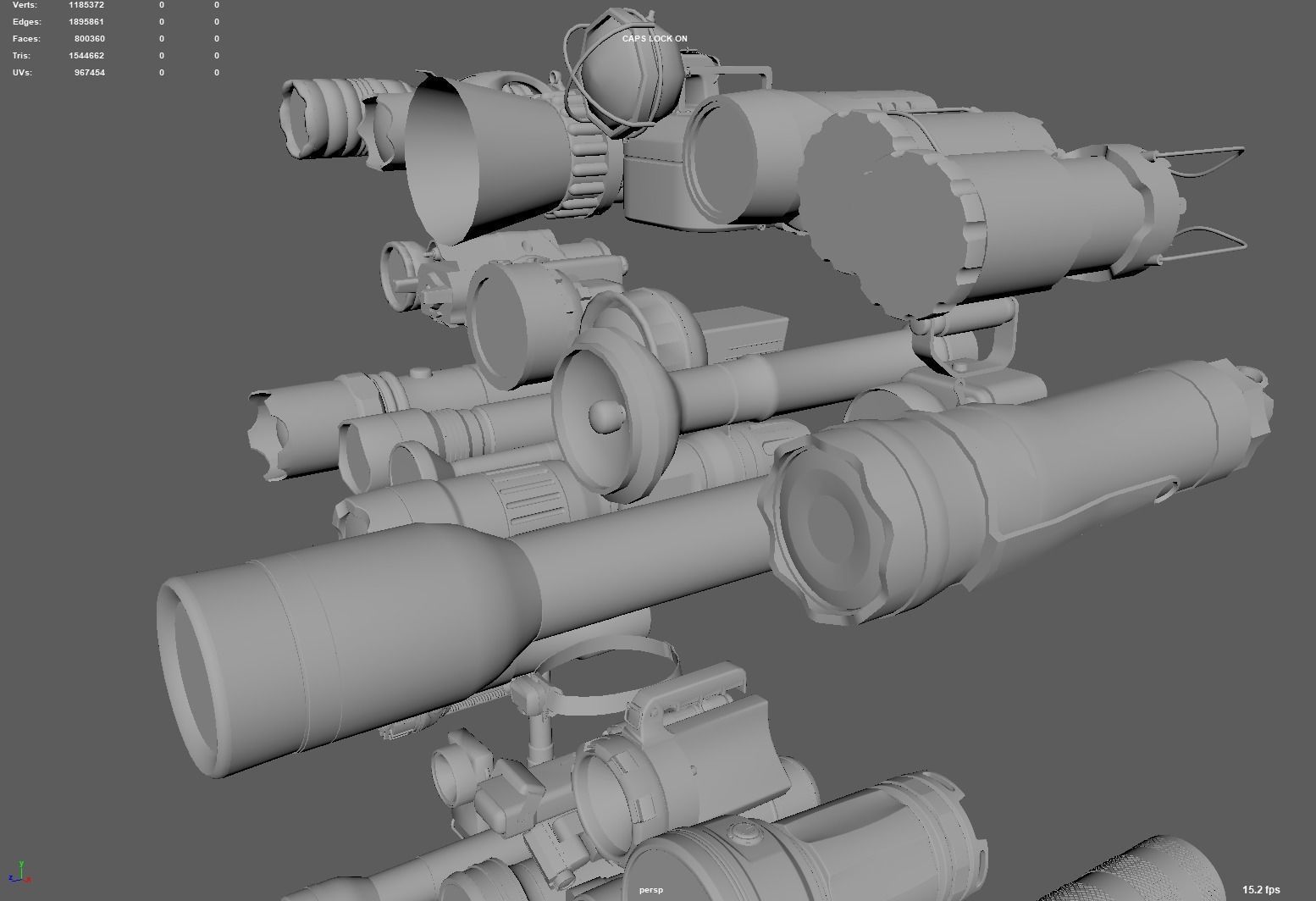 Flashlight Desk Lamp Searchlight Spotlight 3D model_7