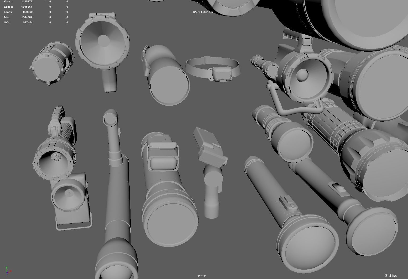 Flashlight Desk Lamp Searchlight Spotlight 3D model_10