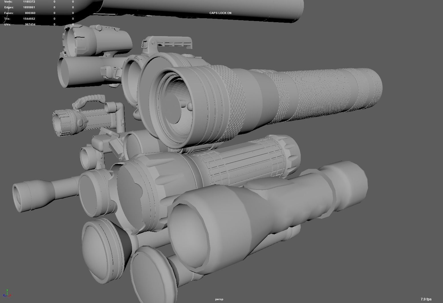 Flashlight Desk Lamp Searchlight Spotlight 3D model_6