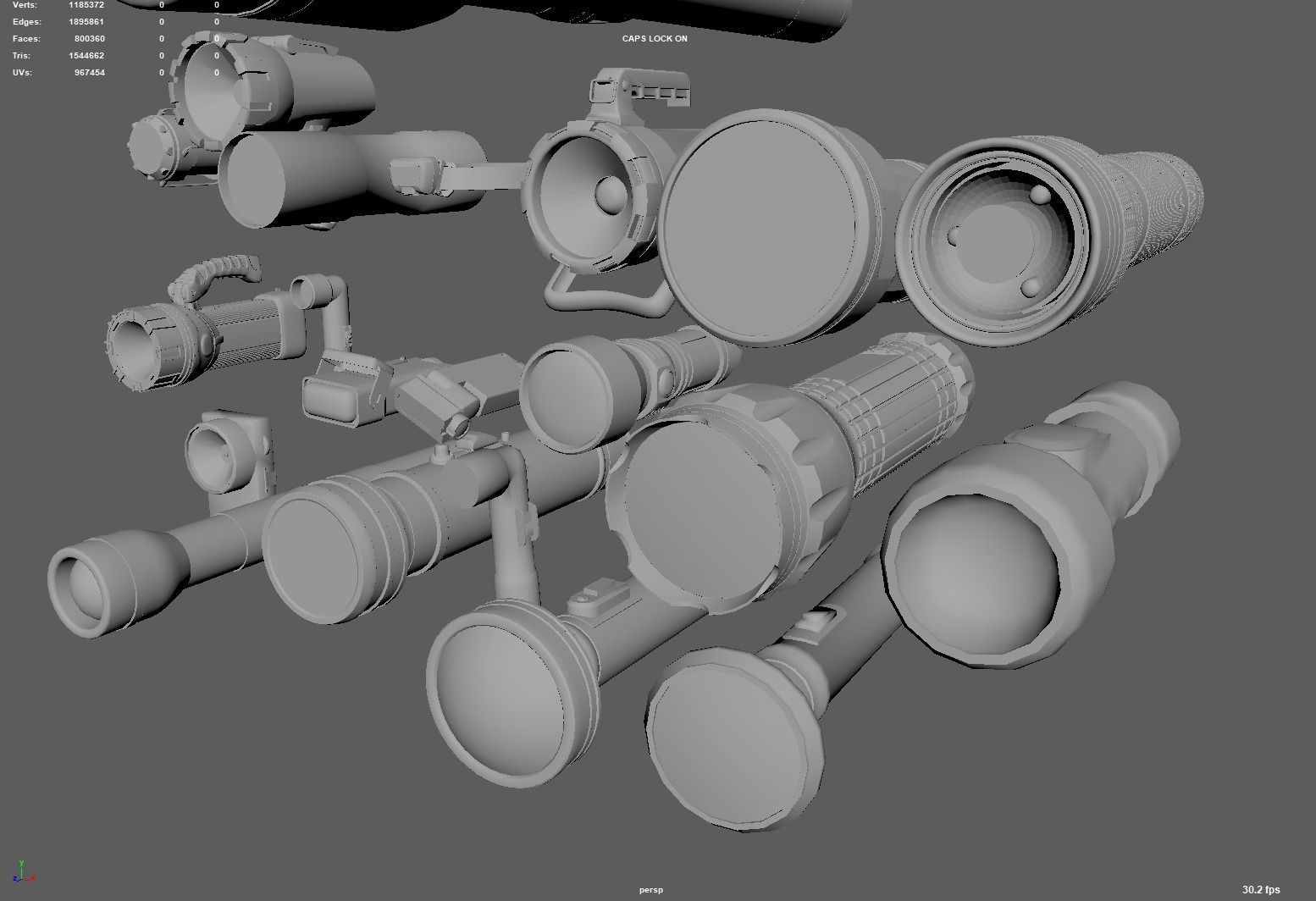 Flashlight Desk Lamp Searchlight Spotlight 3D model_11