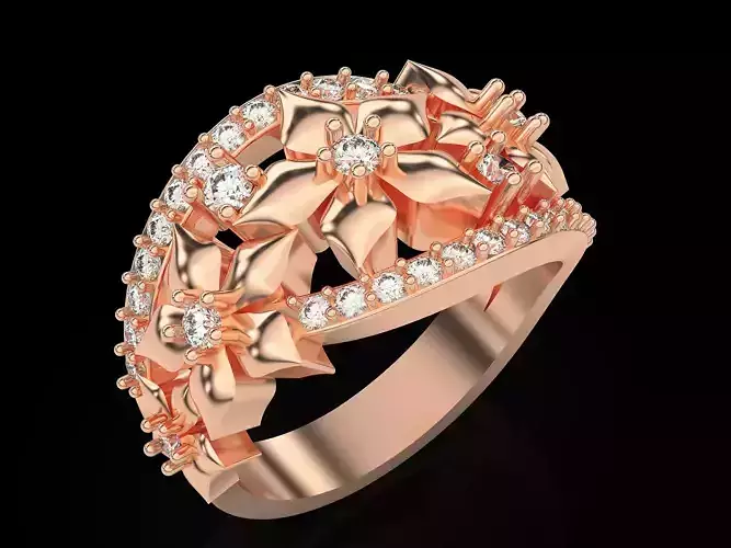 Flower Engagement Ring Silver Gold  Print