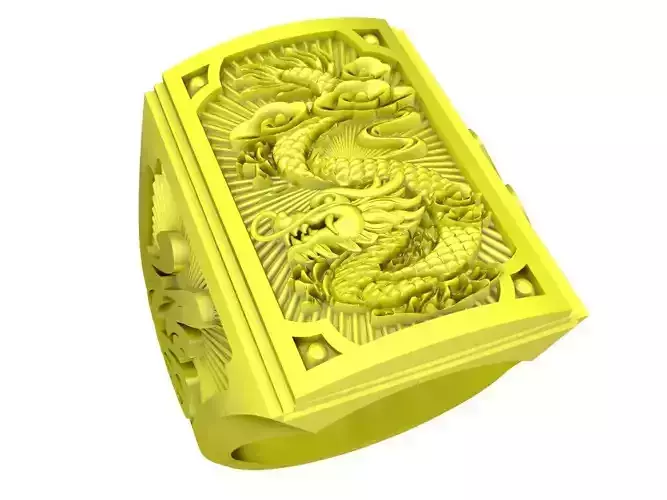 24k Dragon Letter Ring for Men Jewelry Model 4341 3D print model