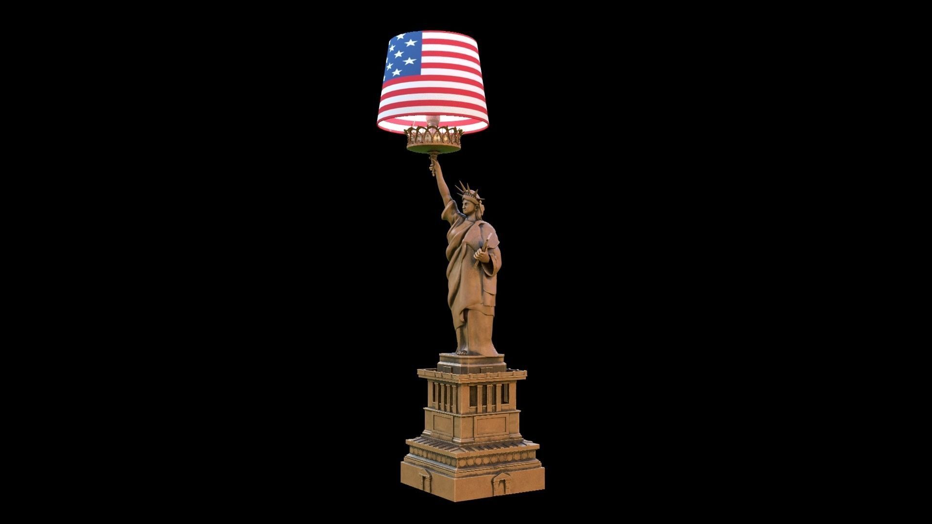 liberty statue light lamp 3D model_8
