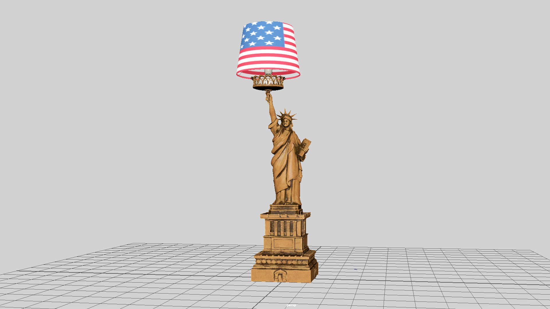 liberty statue light lamp 3D model_2