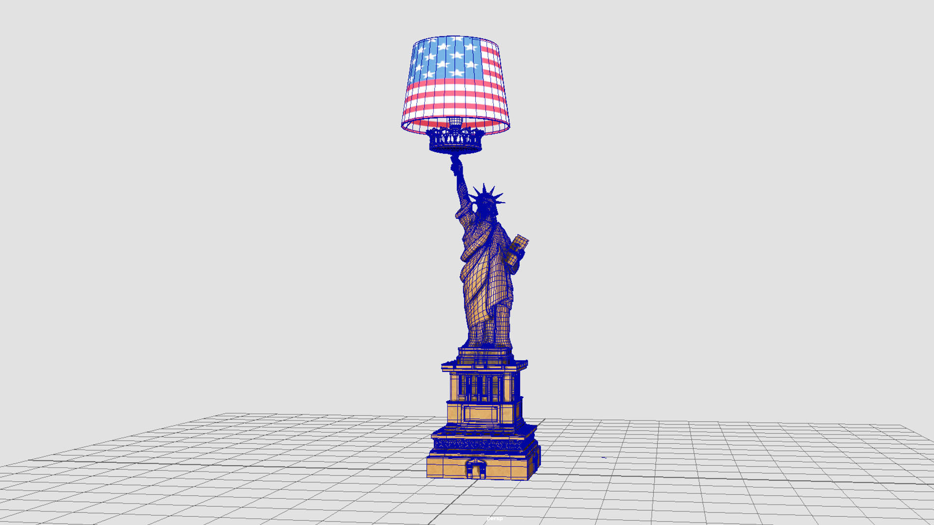 liberty statue light lamp 3D model_3