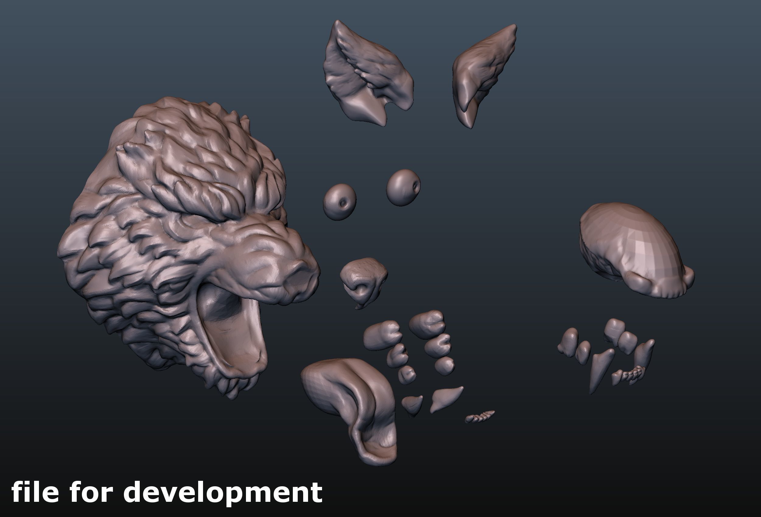 Wolf Head 3D print model_20