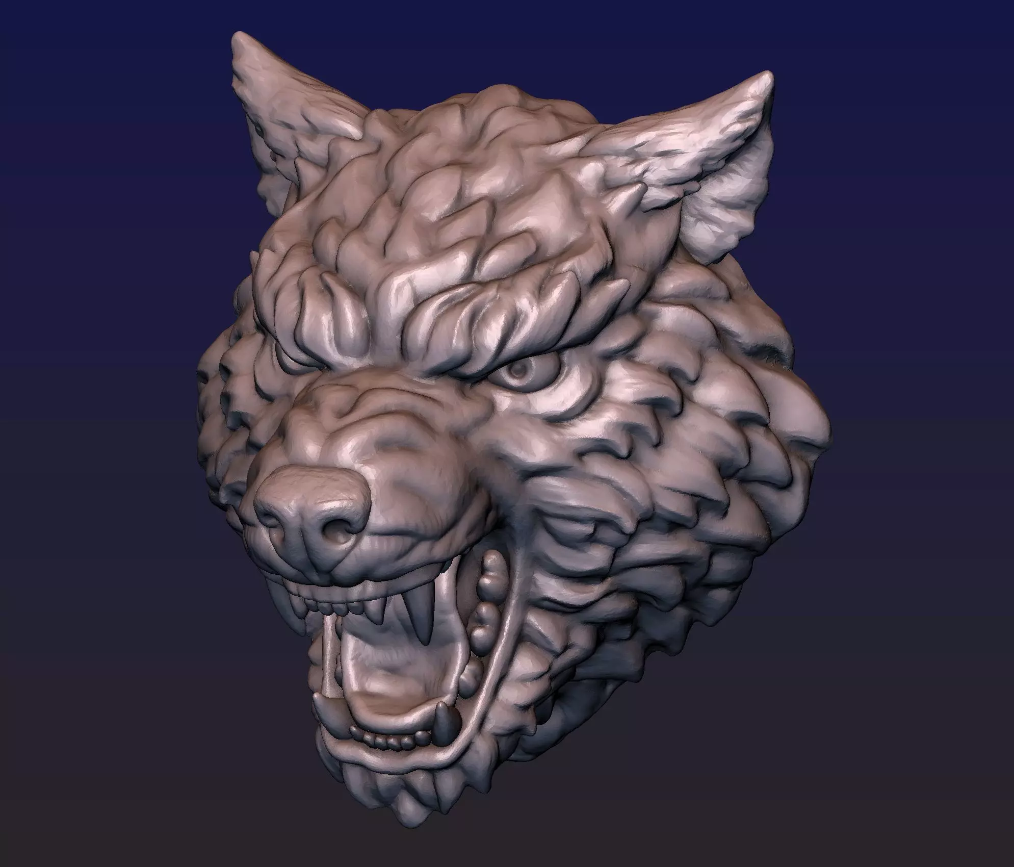 Wolf Head 3D print model_0