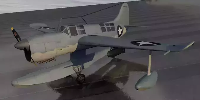 Curtiss SO3C-1 Seamew Low-poly 3D model