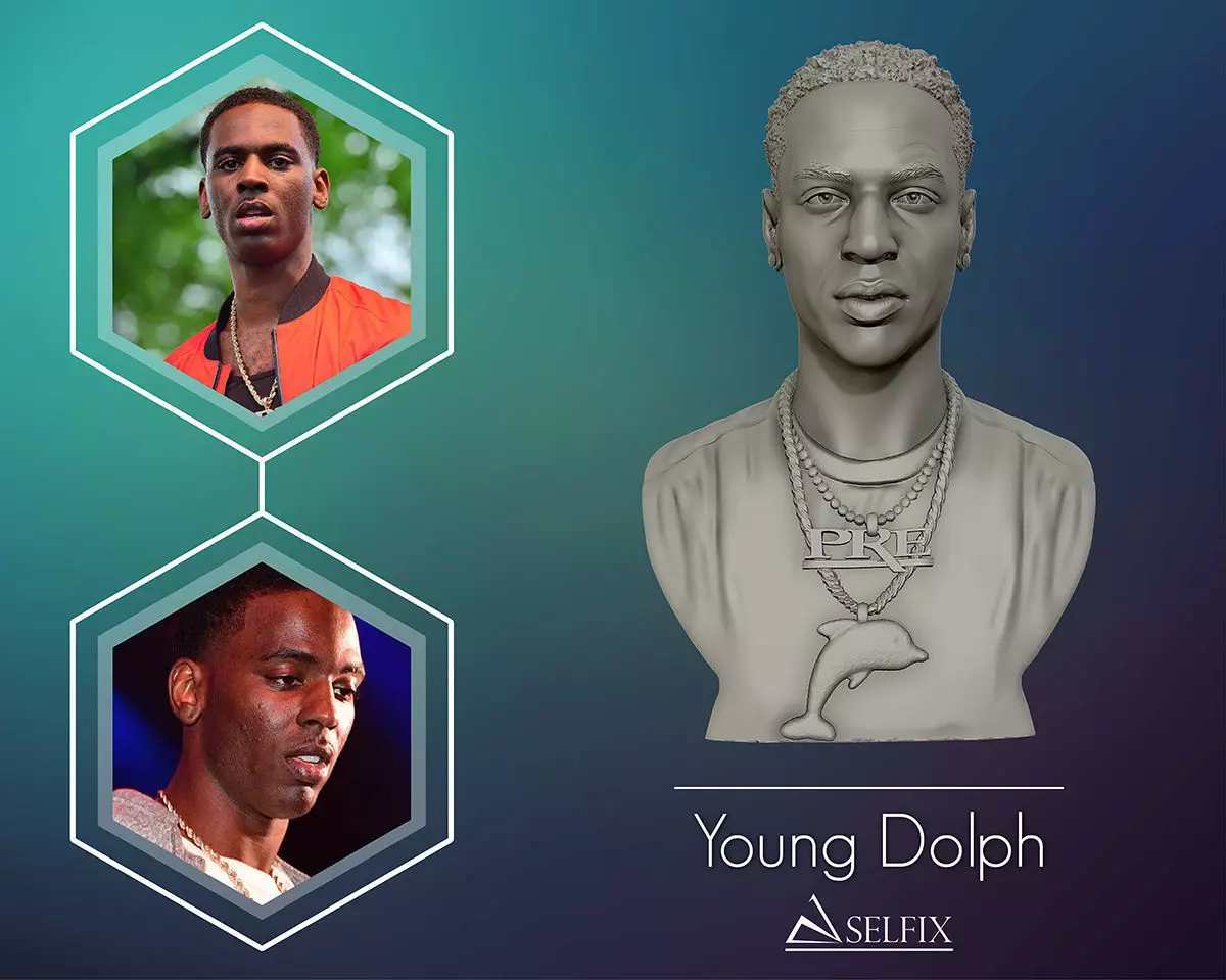 Young Dolph Bust 3D print model_0