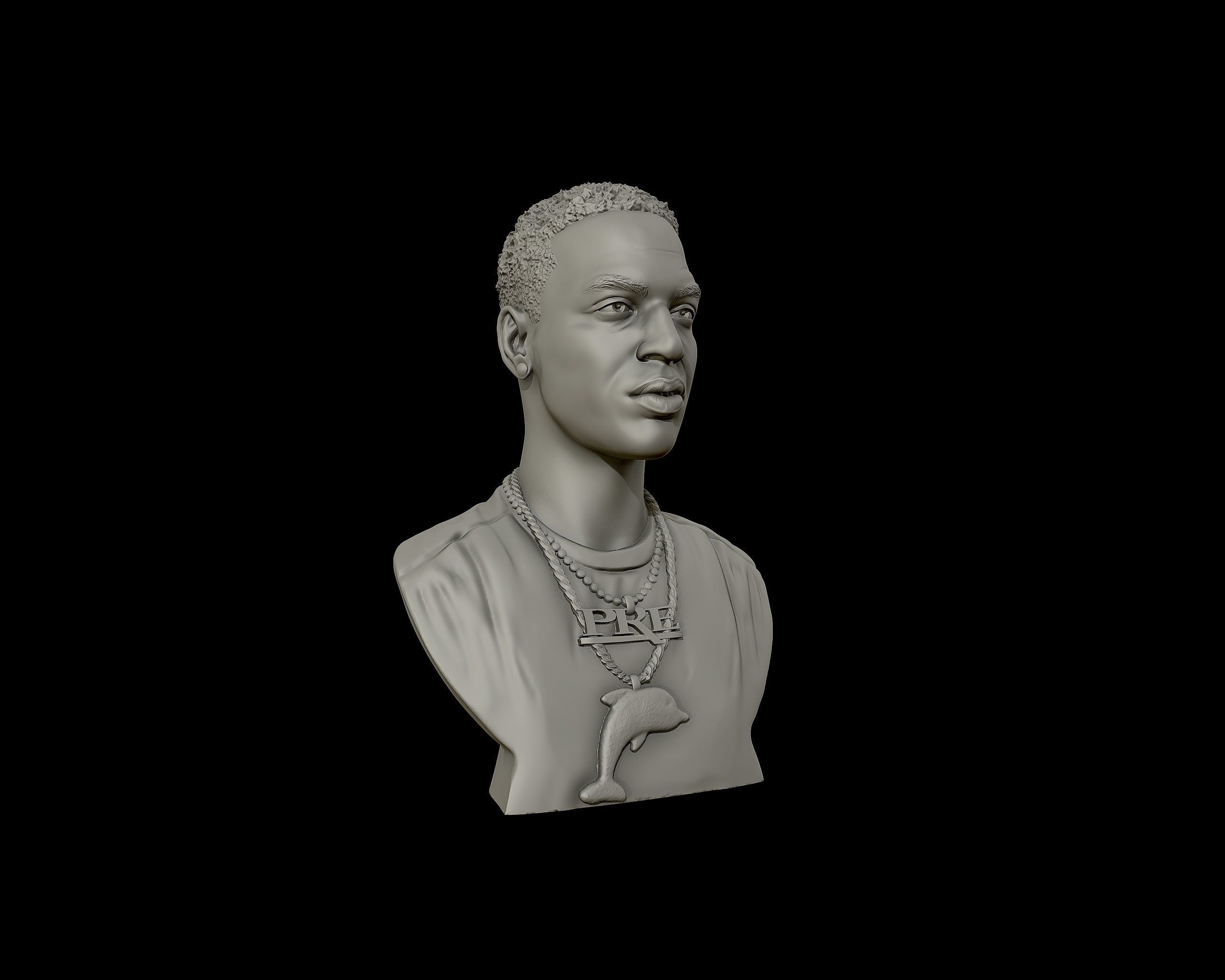 Young Dolph Bust 3D print model_25