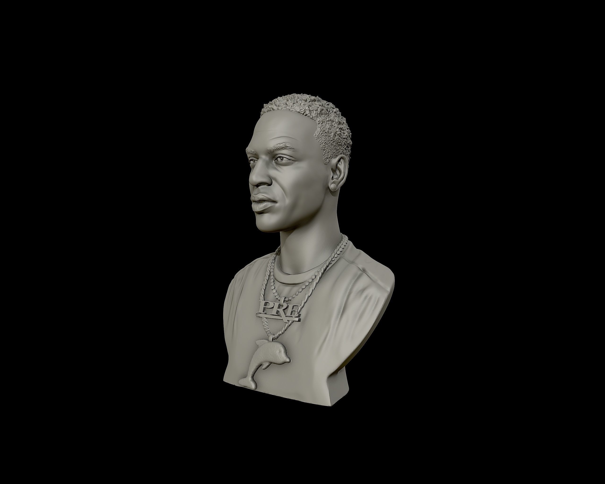 Young Dolph Bust 3D print model_19