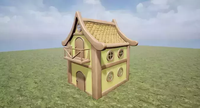 Medieval Fantasy Town Building 1 Game Ready Free low-poly 3D model