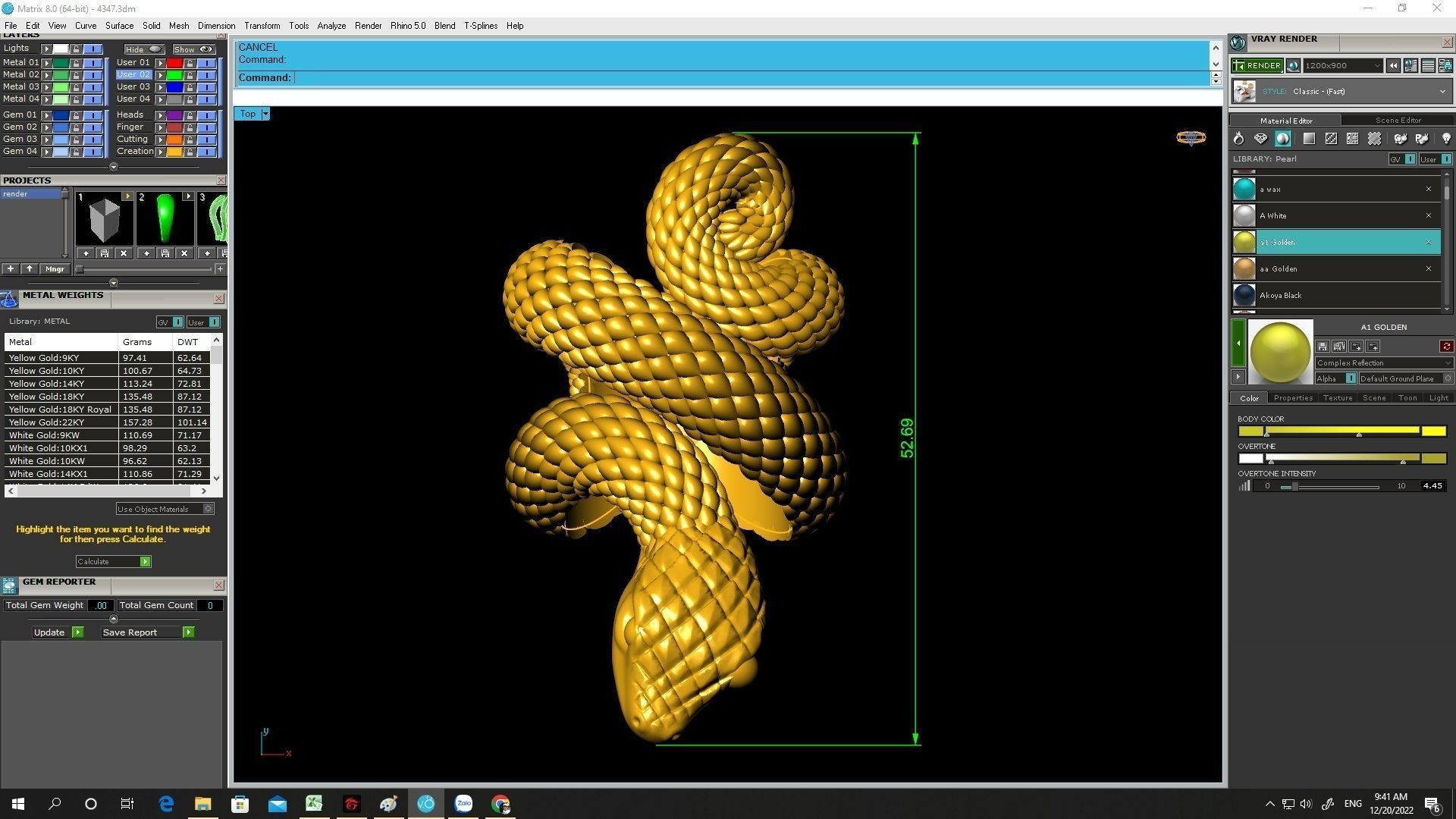 big snake 24k ring  3D print model_4