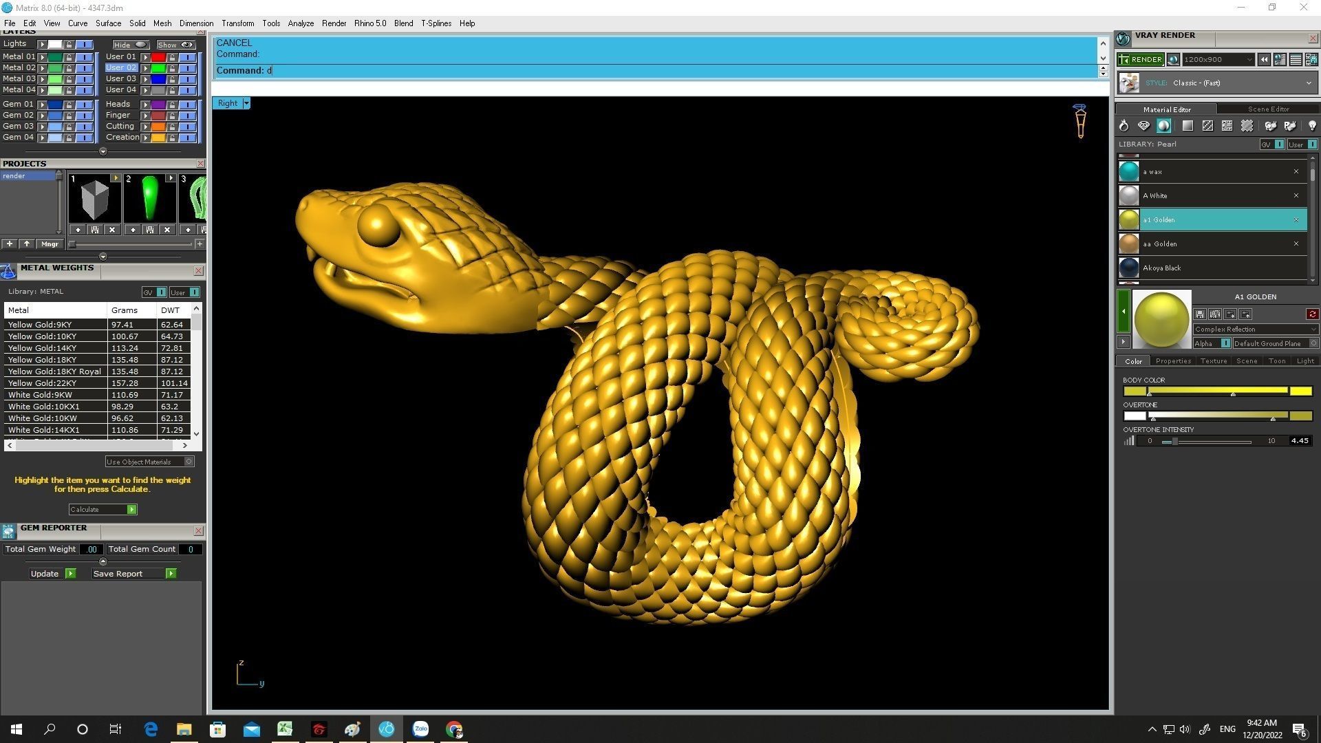 big snake 24k ring  3D print model_5