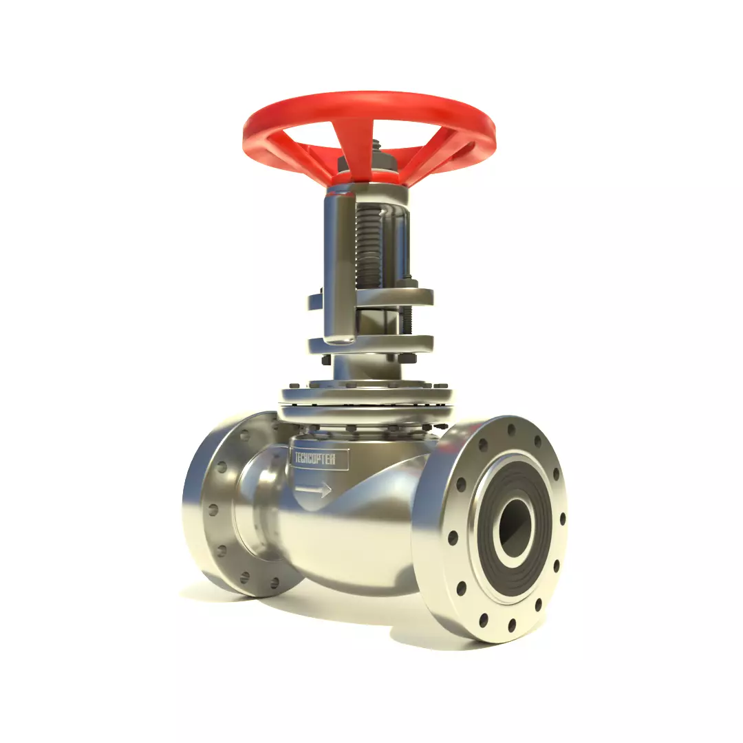 Realistic Globe Valve 3D model_0
