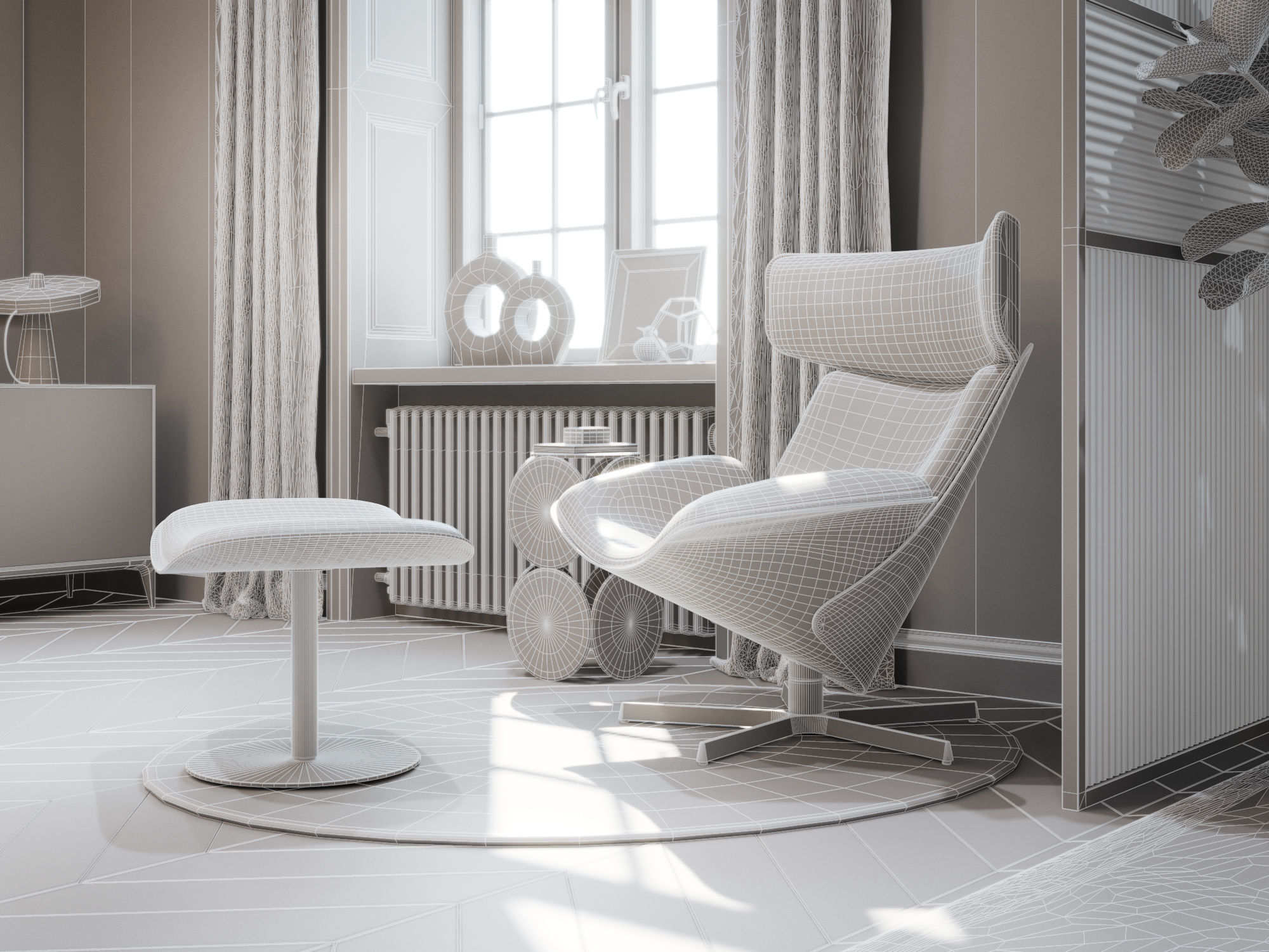 Modern Classic Interior Scene for Cinema 4D and Octane Render 3D model_23