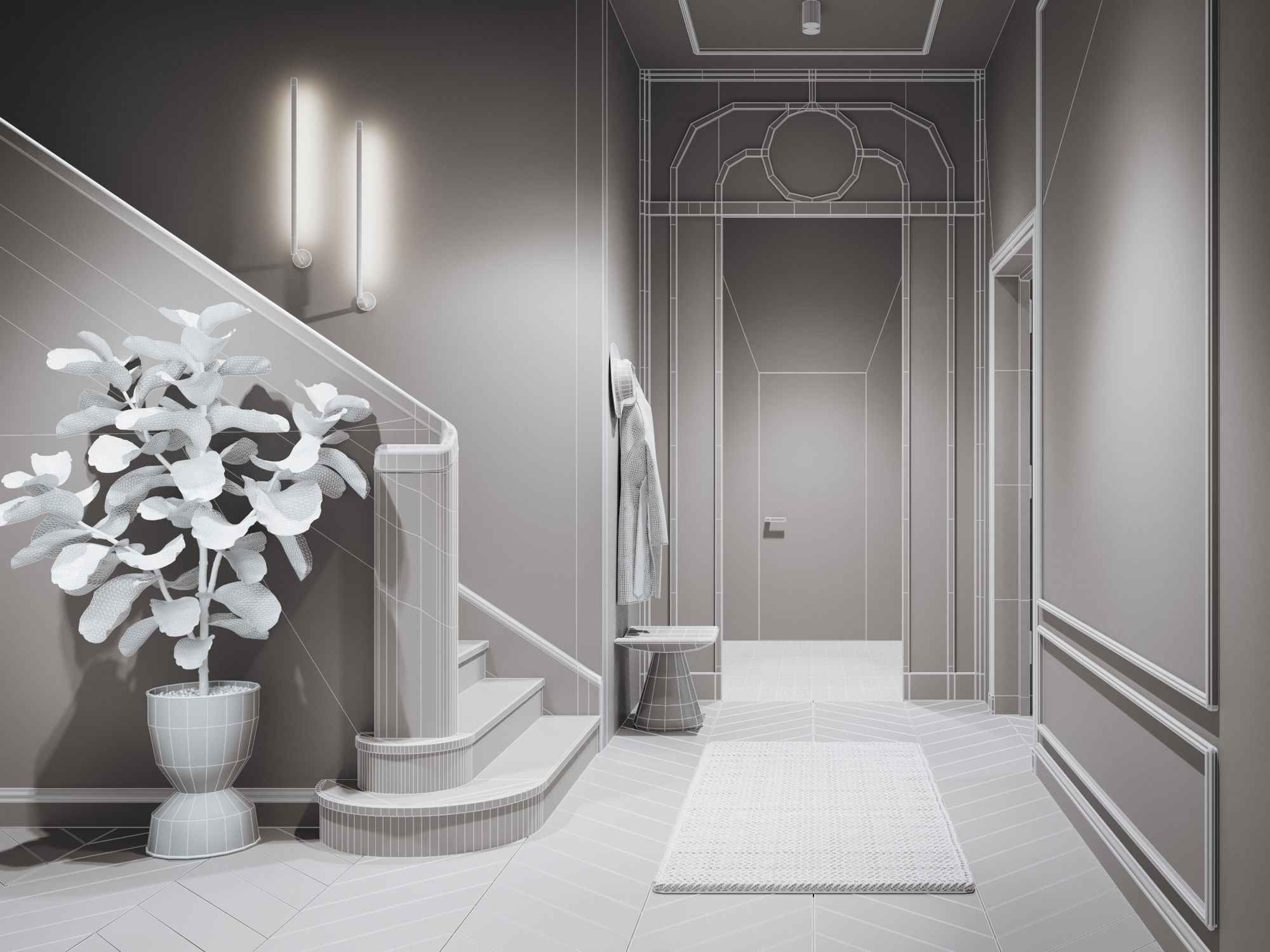 Modern Classic Interior Scene for Cinema 4D and Octane Render 3D model_27