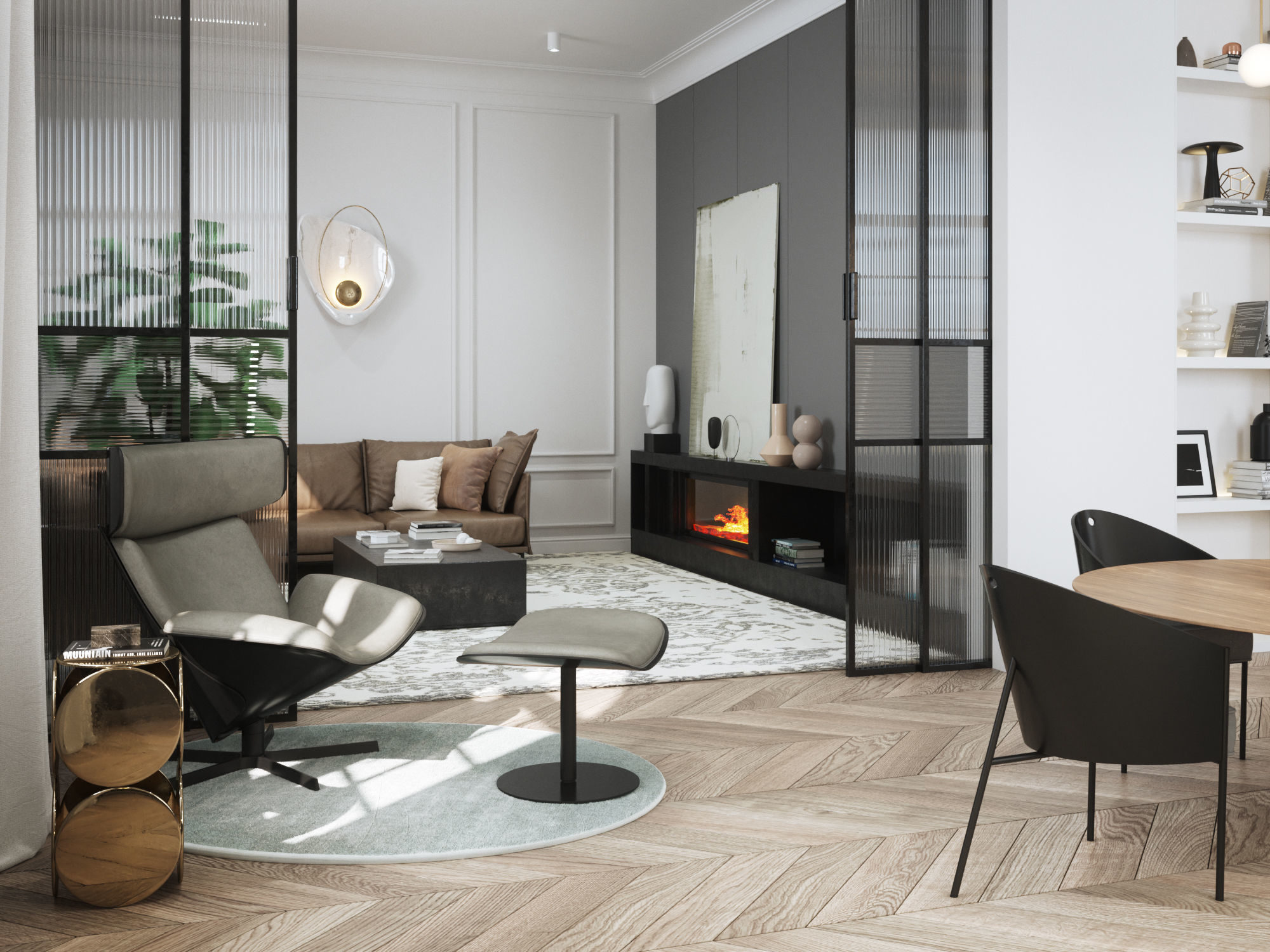 Modern Classic Interior Scene for Cinema 4D and Octane Render 3D model_1