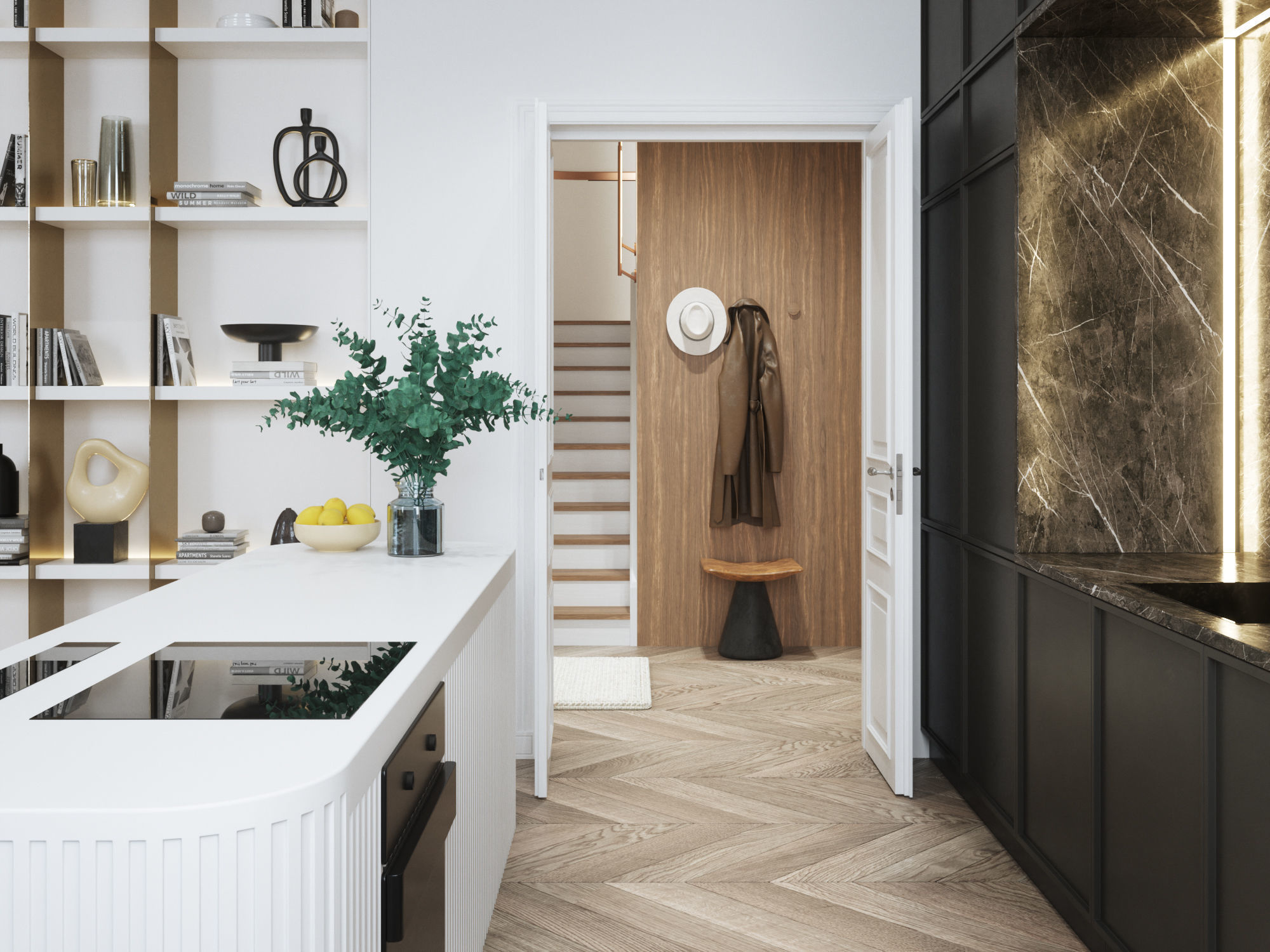 Modern Classic Interior Scene for Cinema 4D and Octane Render 3D model_7