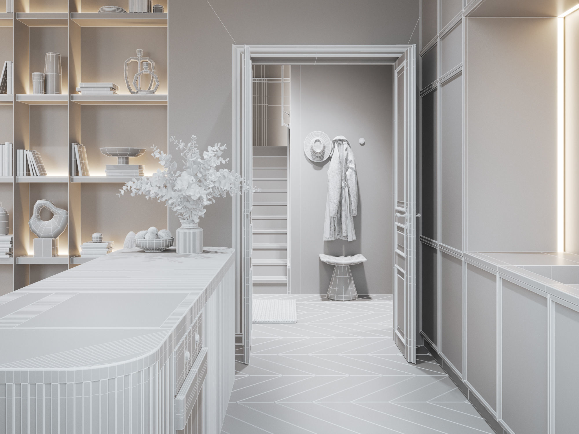 Modern Classic Interior Scene for Cinema 4D and Octane Render 3D model_21