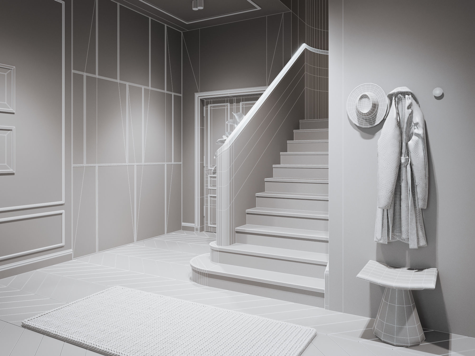 Modern Classic Interior Scene for Cinema 4D and Octane Render 3D model_25