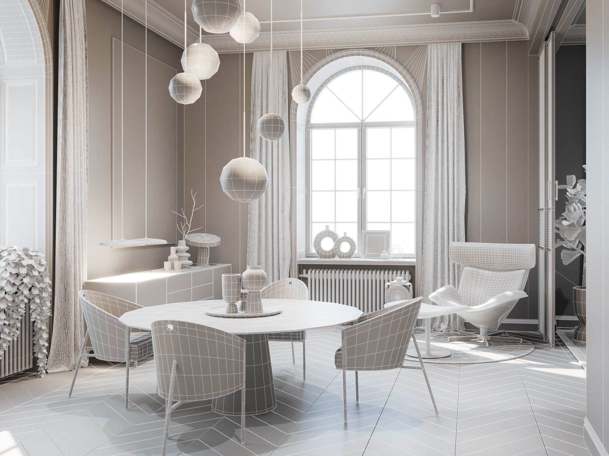 Modern Classic Interior Scene for Cinema 4D and Octane Render 3D model_17