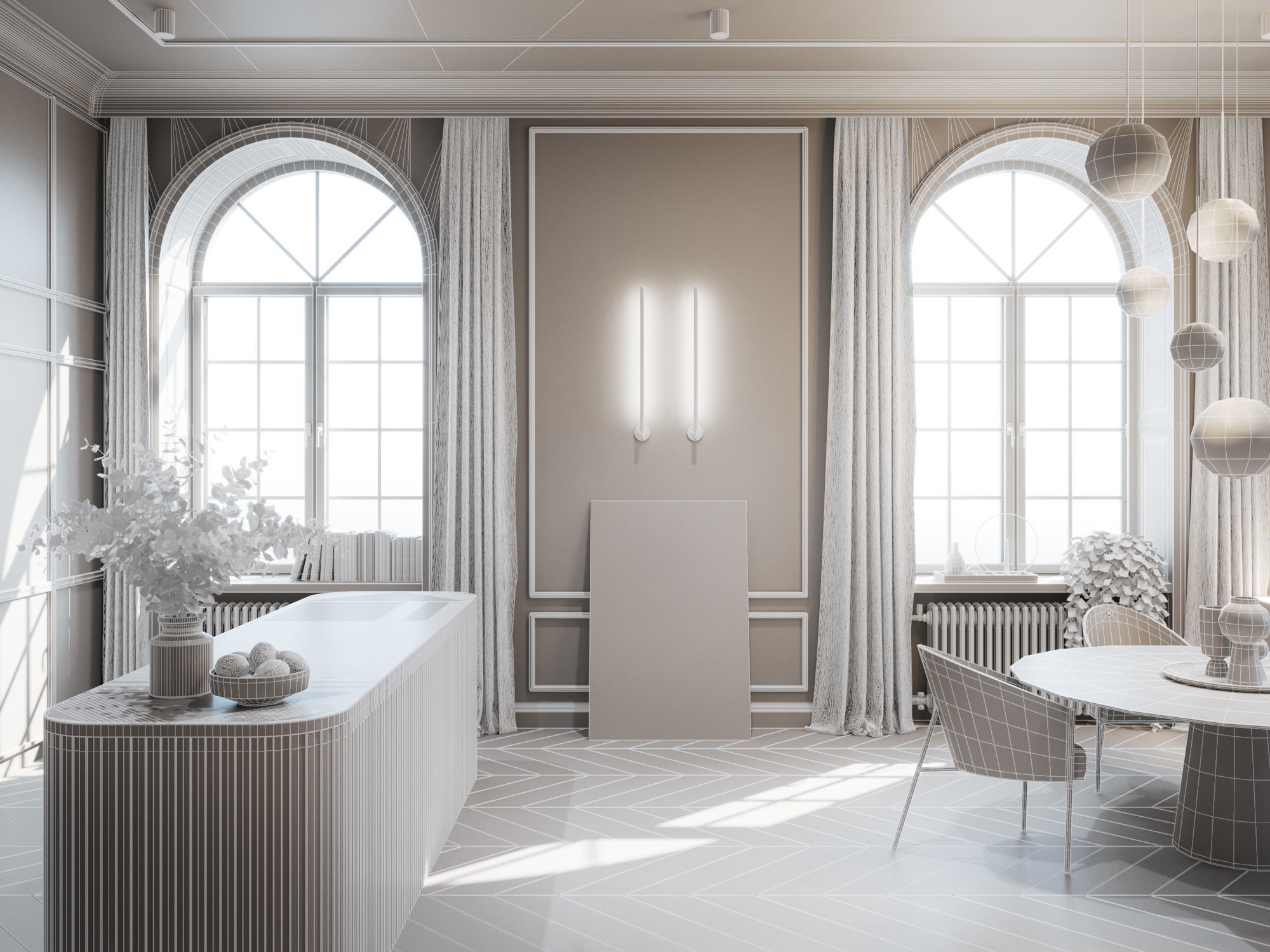 Modern Classic Interior Scene for Cinema 4D and Octane Render 3D model_18