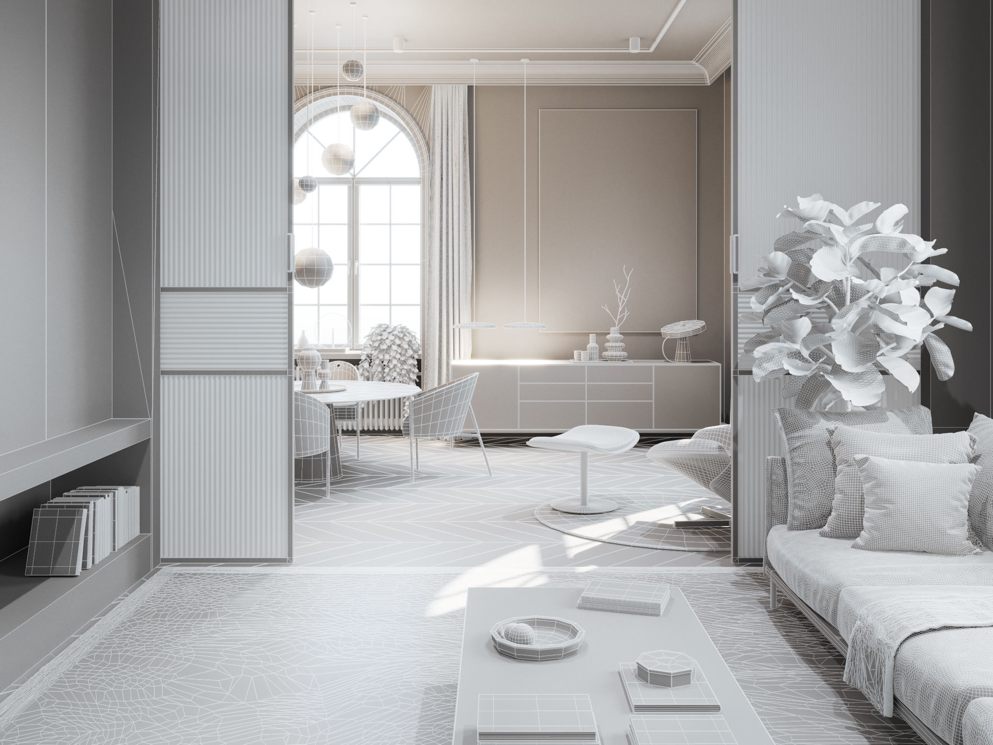 Modern Classic Interior Scene for Cinema 4D and Octane Render 3D model_15