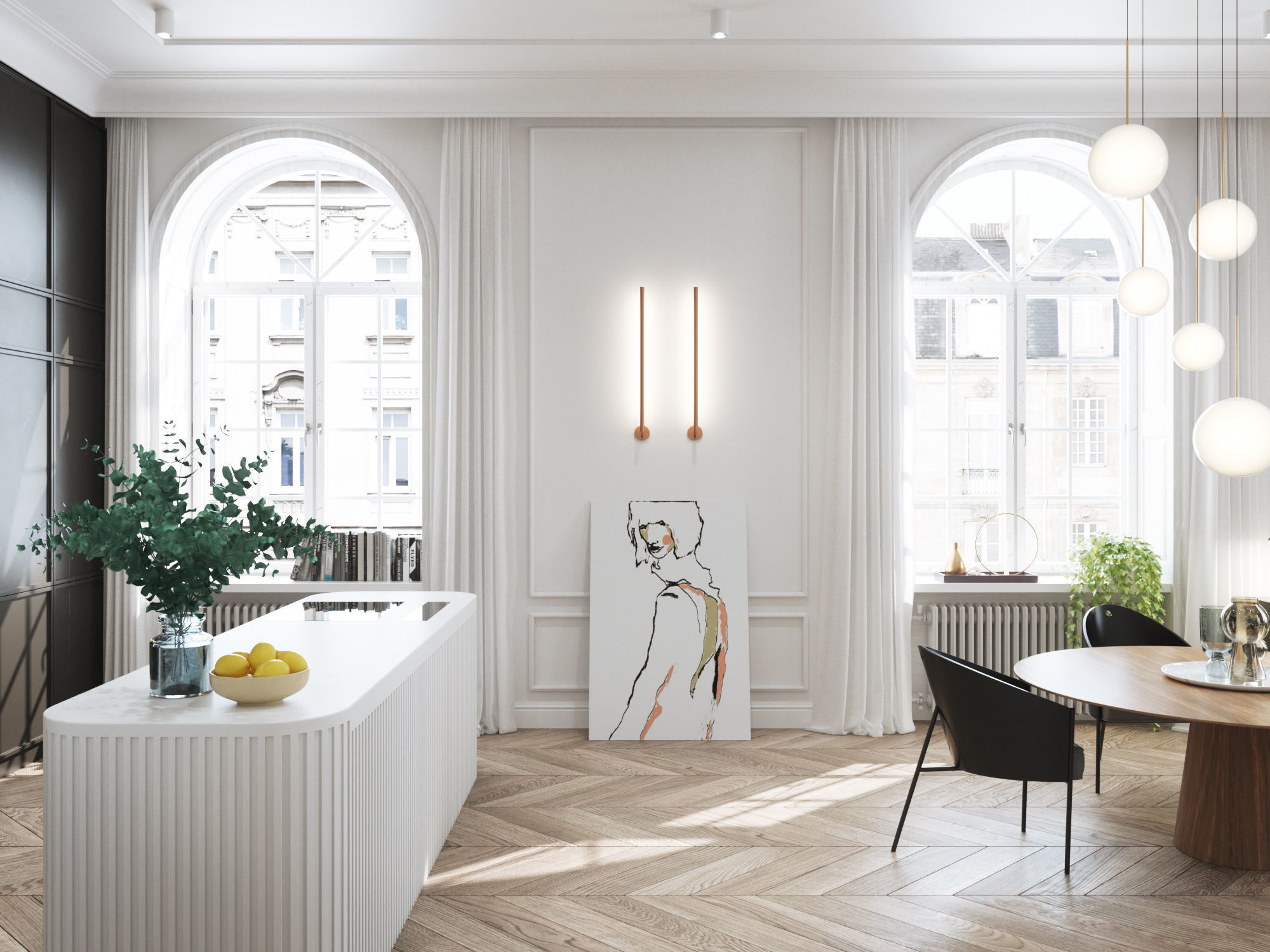 Modern Classic Interior Scene for Cinema 4D and Octane Render 3D model_4