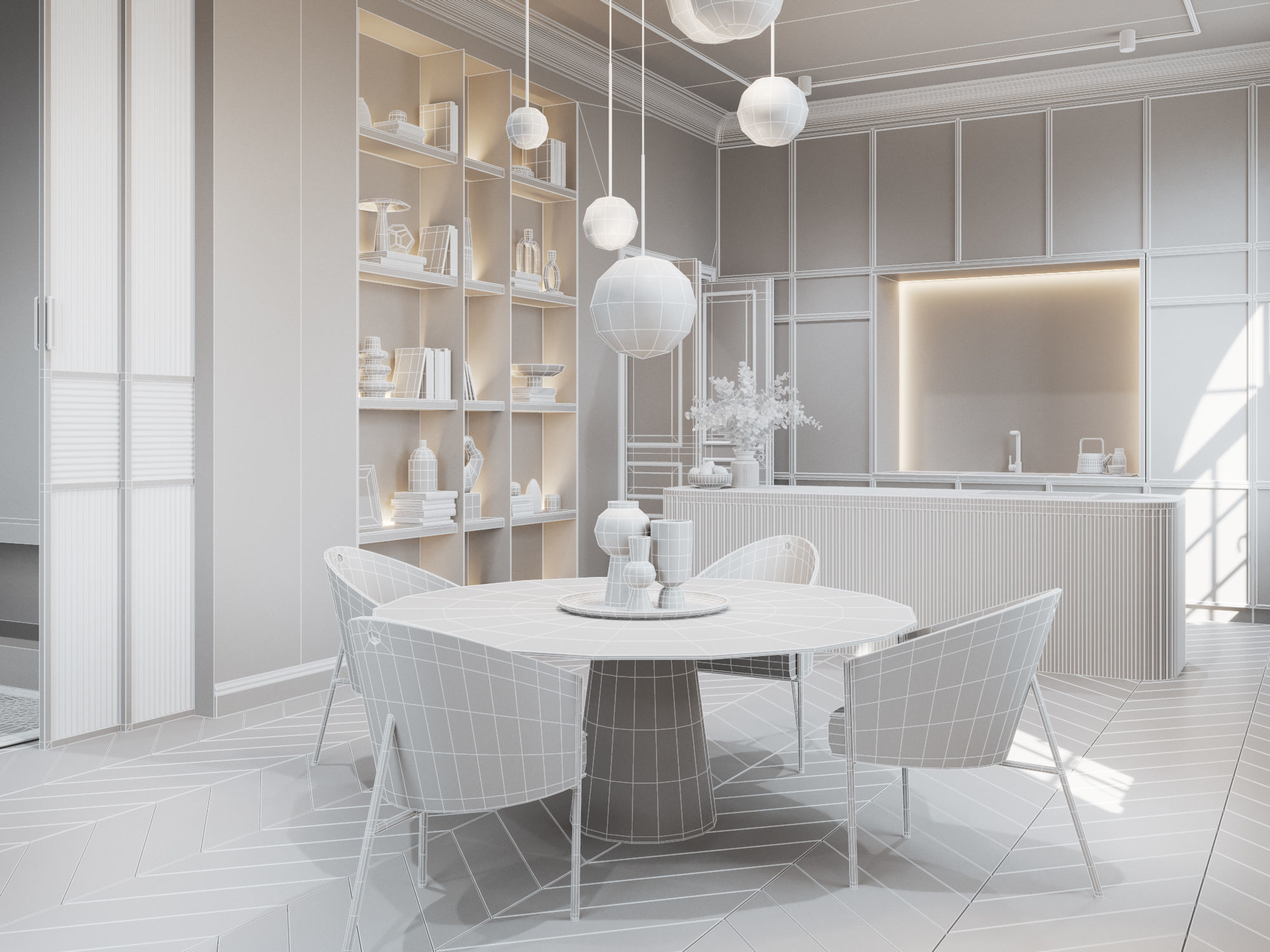 Modern Classic Interior Scene for Cinema 4D and Octane Render 3D model_16
